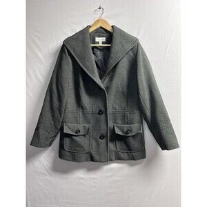 JM Collection Women’s Plus Size 1X Large Grey Pea Coat With Front Pockets Lined
